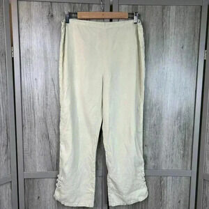 Citron Santa Monica Pants Small Cropped Ivory Cream Silk Cotton Sz S